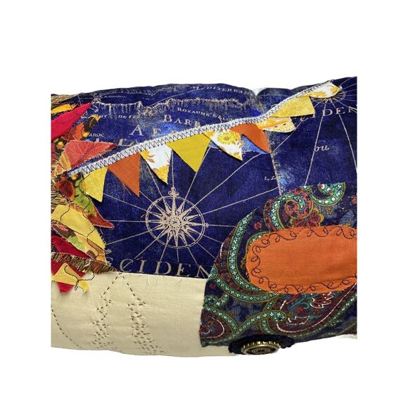 VTG Camping Throw Pillow Hand Made Seasons Fall Spring Reversible Quilted Embell - Picture 7 of 16